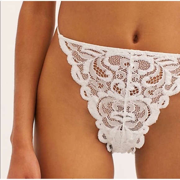 Free People Reese High Waisted Tanga Panty in Ivory NWT Sz L - Picture 3 of 10